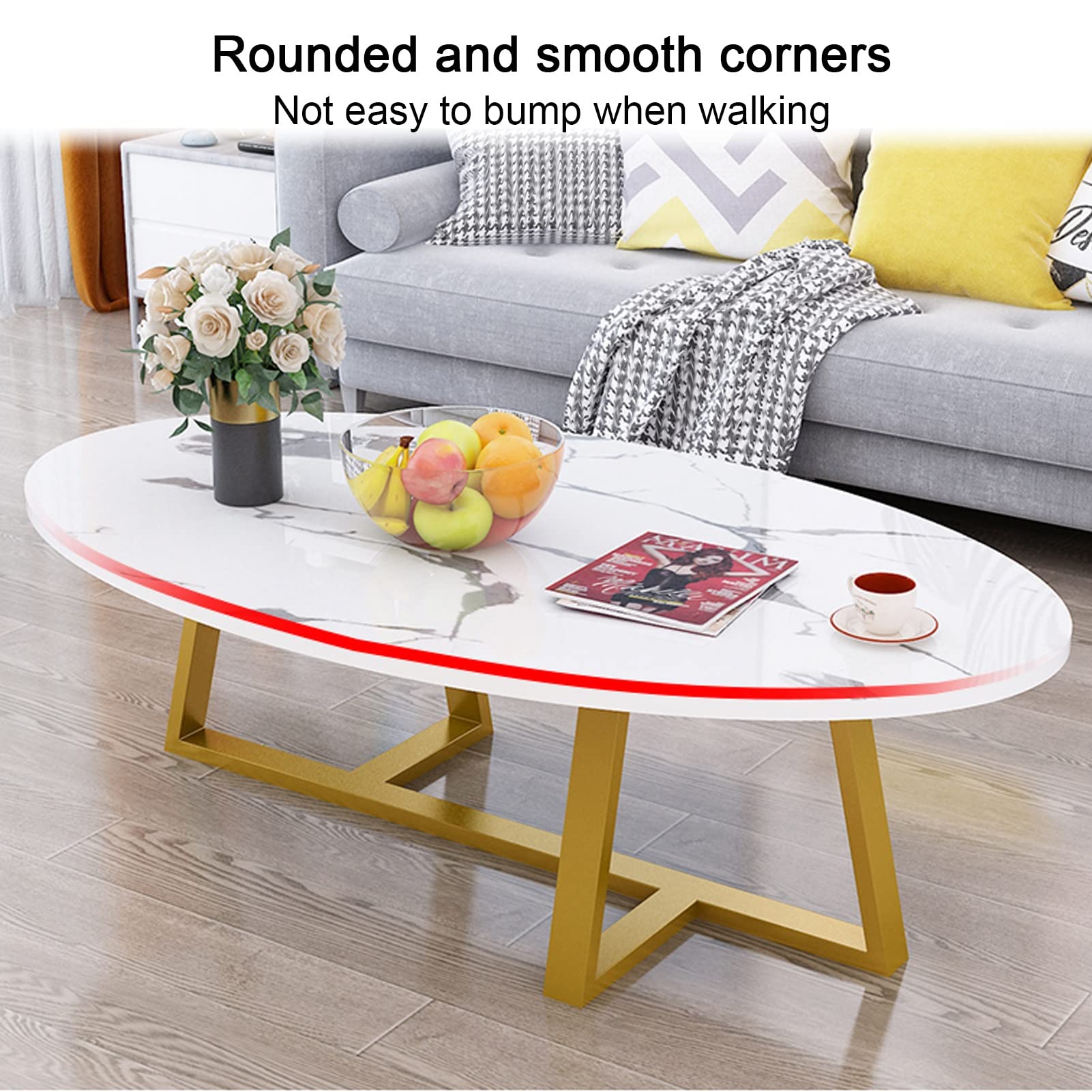 Amazon.co.jp: オーバルコーヒーテーブルモダンミニマリストリビング